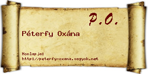 Péterfy Oxána névjegykártya