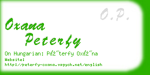 oxana peterfy business card